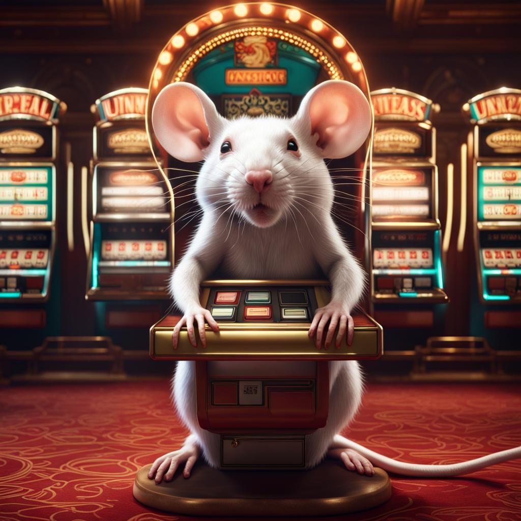 Albino Rat Casino Slot Machine Art