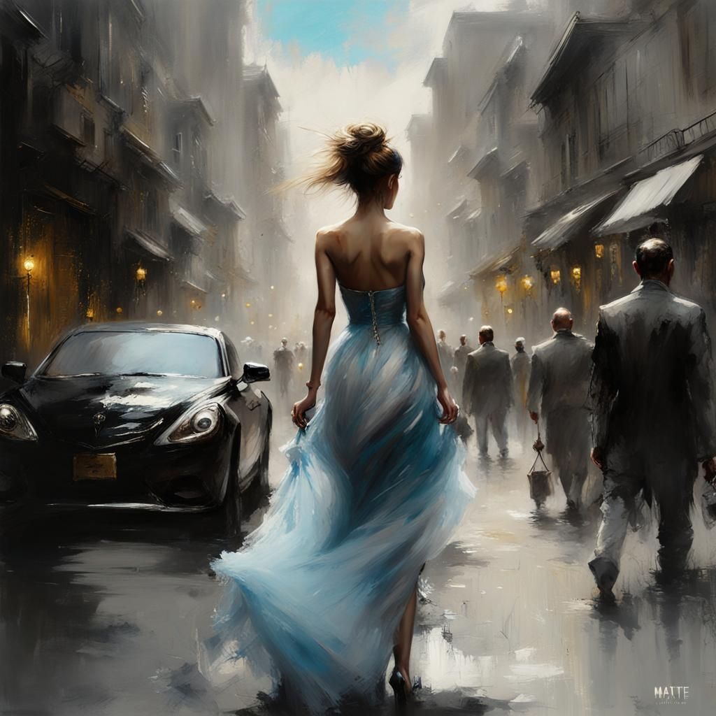 Woman Fading Into Smoke as Matte Painting