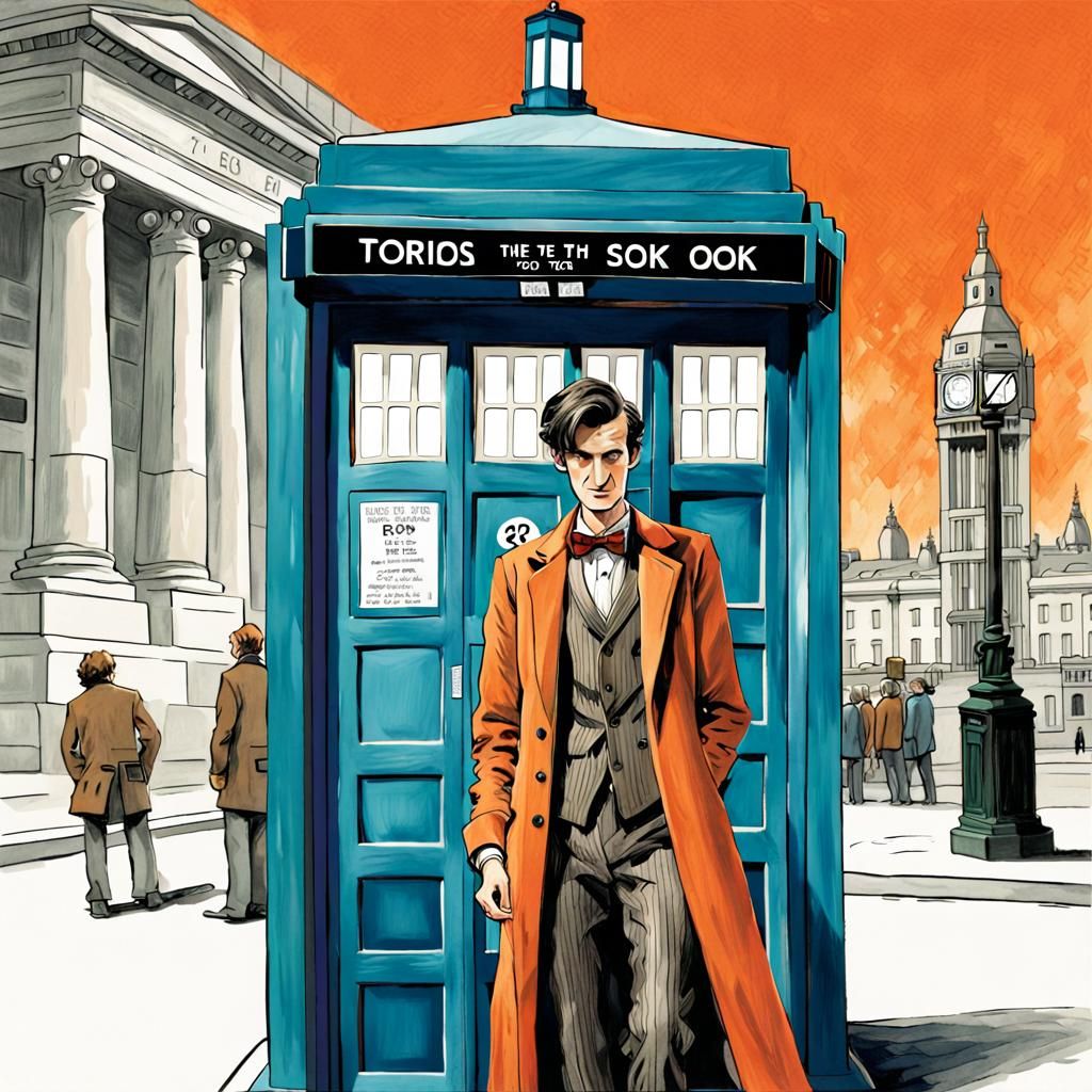The Tardis Lands in Trafalgar Square: Storybook Illustration