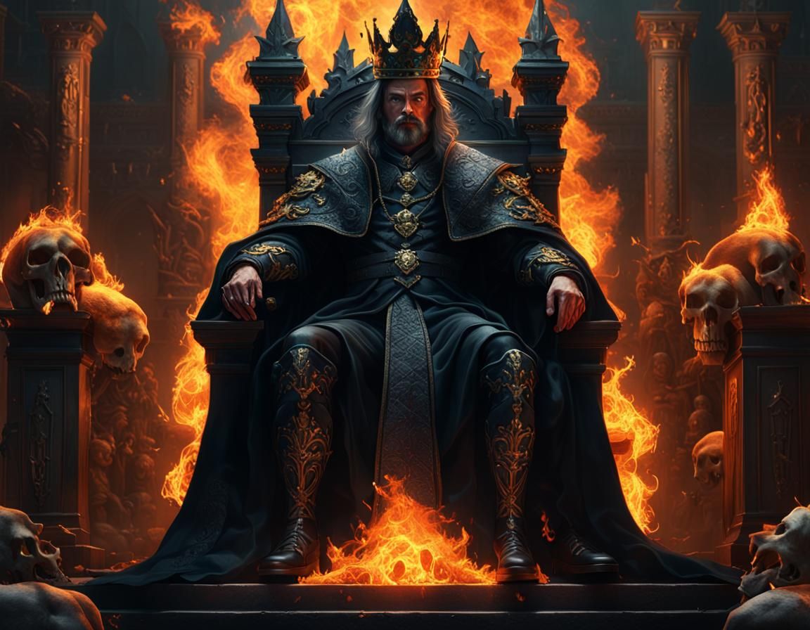 Dark Fantasy King on Throne of Flames