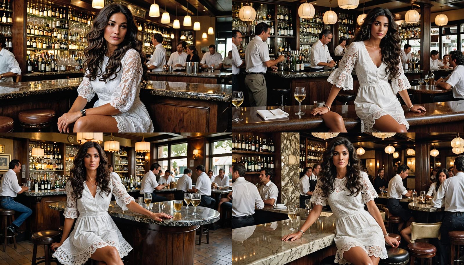 Elegant Woman at Michelin Star Restaurant Bar