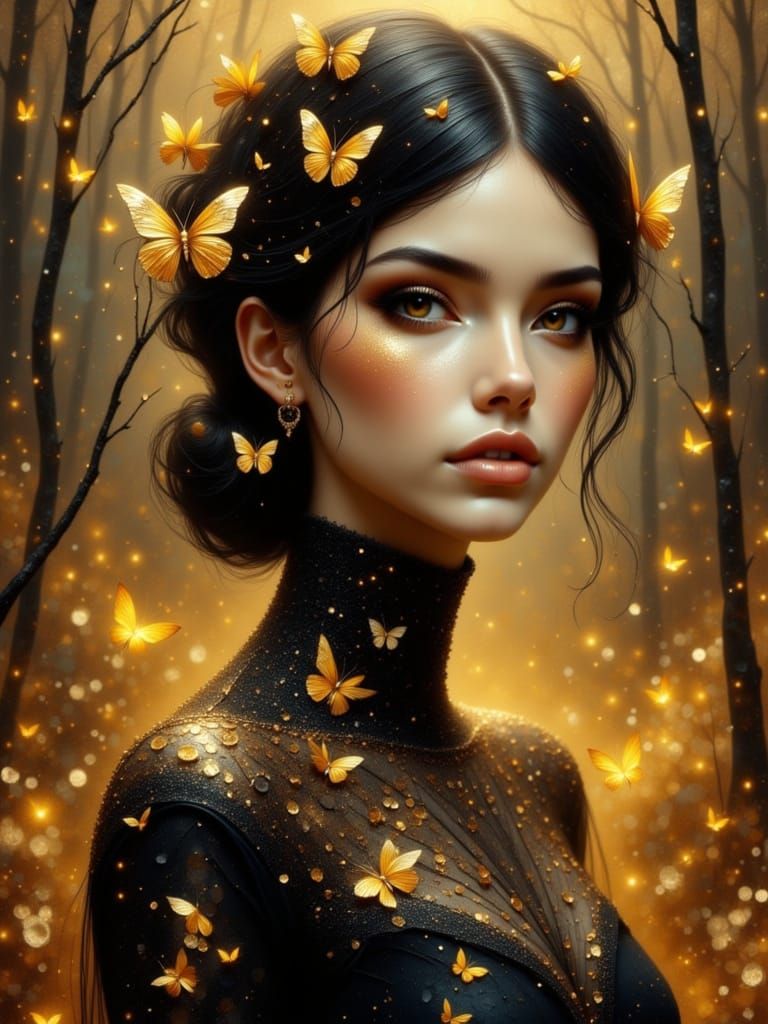 Ethereal Woman in Goth Grunge Style