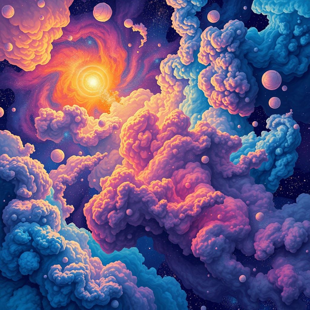 Cosmic Kaleidoscope in Vibrant, Swirling Hues