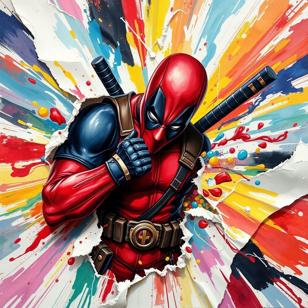 Deadpool Unleashed in a Vibrant, Impressionist Masterpiece