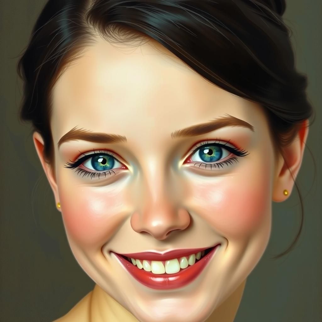 Smiling Woman with Blue Eyes, in Klimt Style