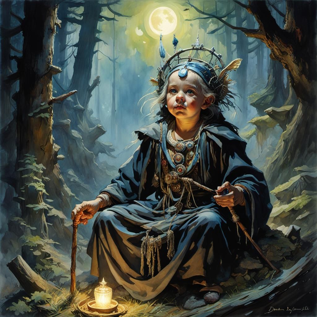 Baba Yaga Astral Projection: Watercolor Portrait