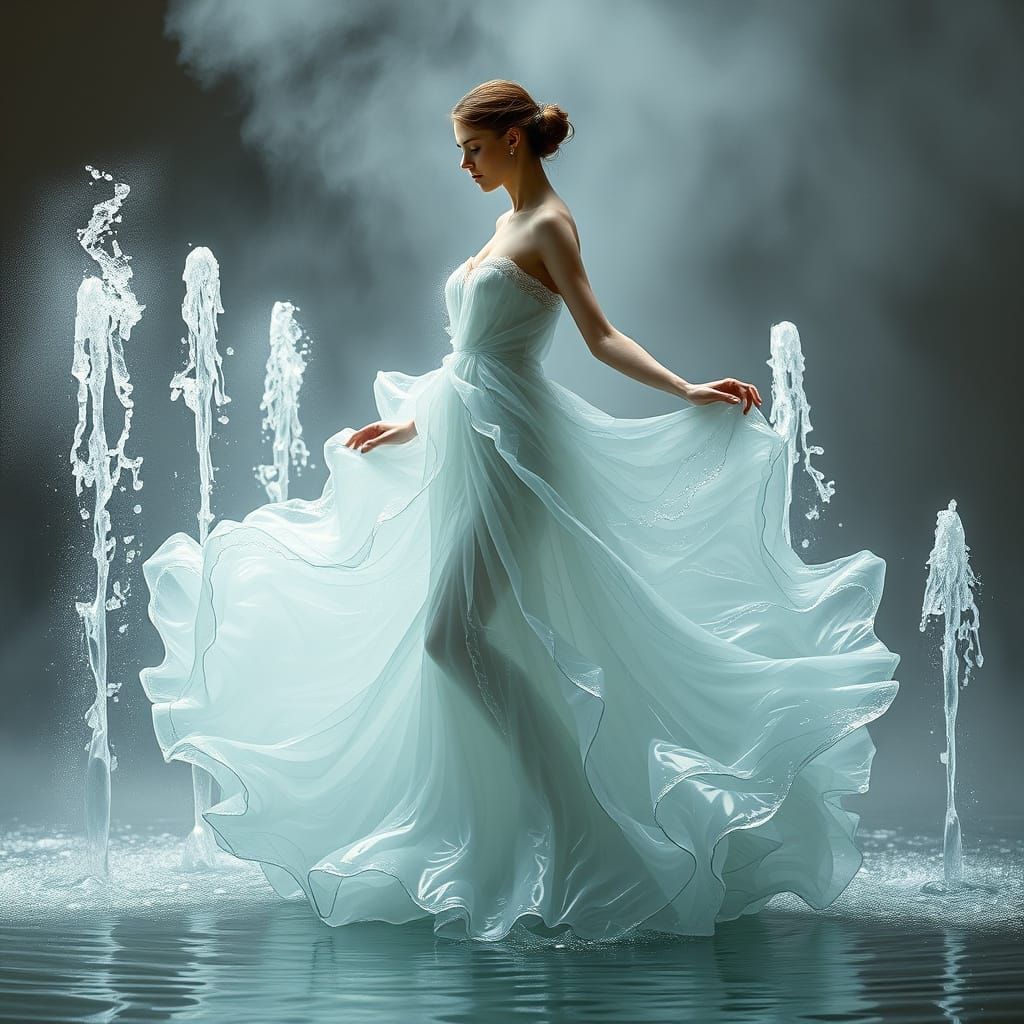 Ethereal Goddess Walking on Water's Surface