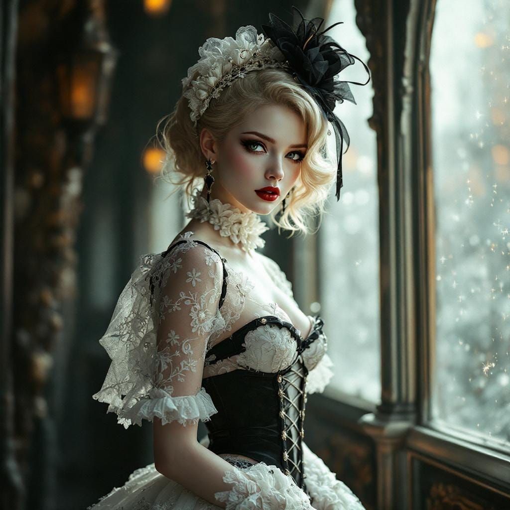 Gothic Anime Maid Cafe Aesthetic in Victorian Style