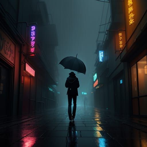 Moody Alley Rain Scene in Cinematic Style