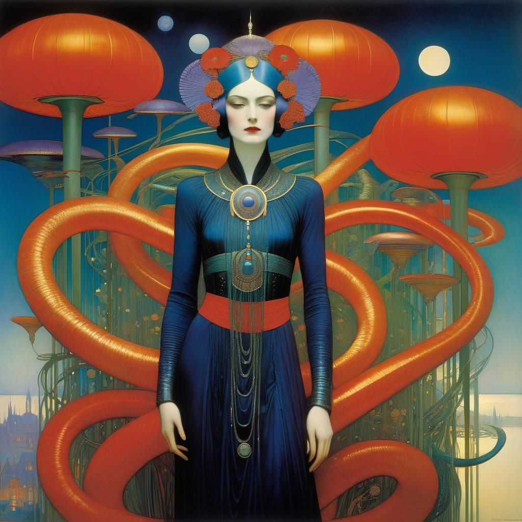 Surreal Art Nouveau Biomechanical Fusion