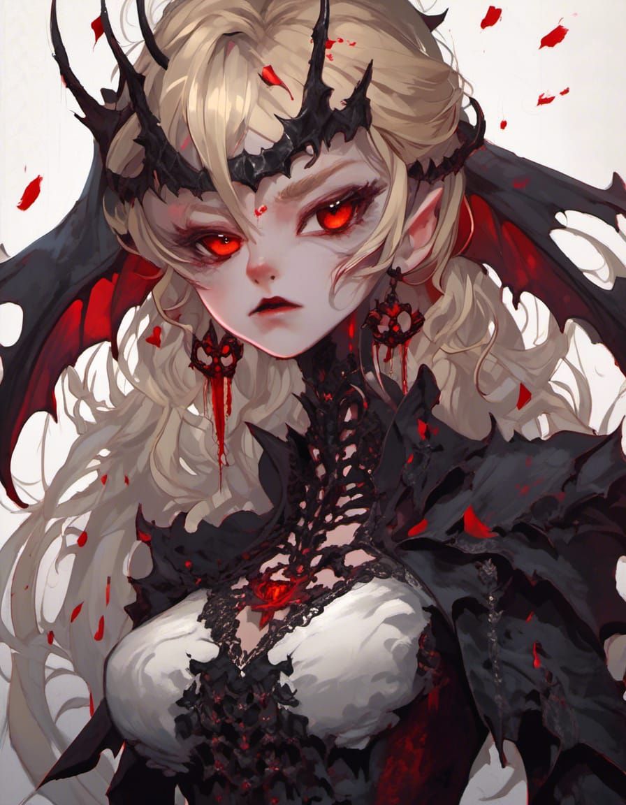 Eerie Gothic Vampire with Red Eyes and Fangs