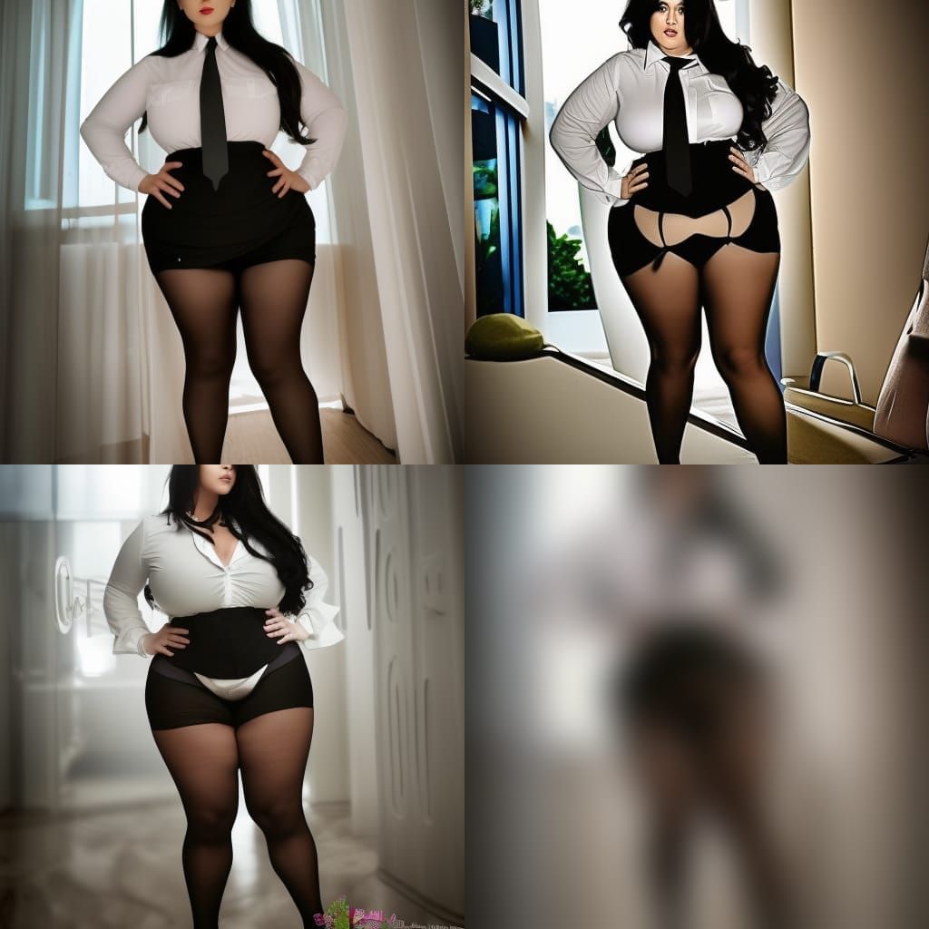 Curvy Woman in White Shirt: Digital Matte Painting