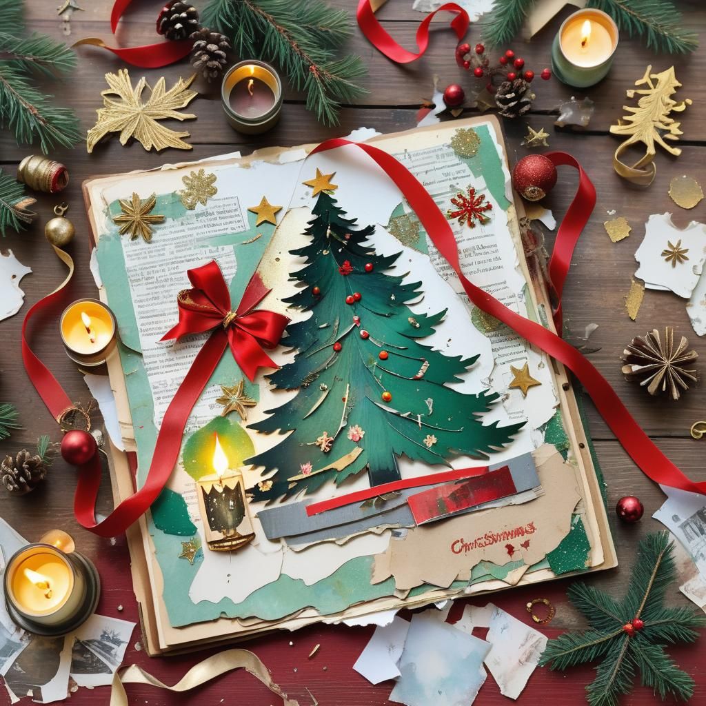 Victorian Christmas Scrapbook Page Illustration