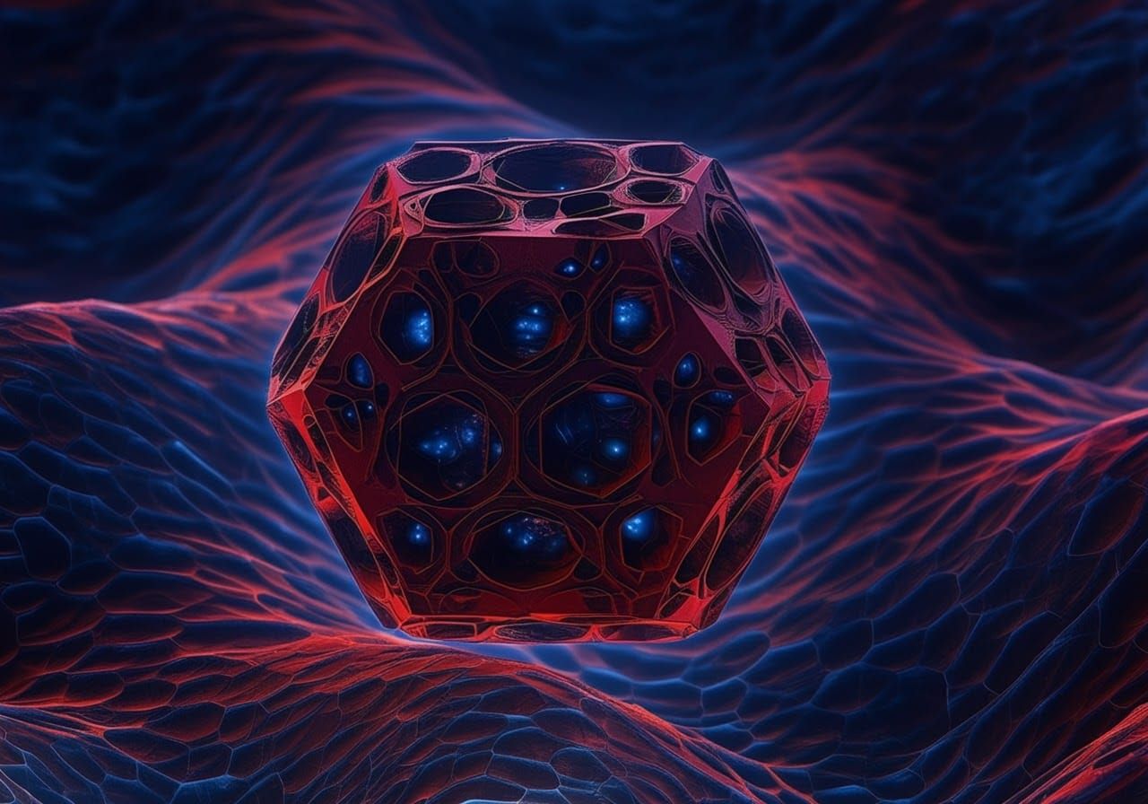 Glowing Hexagon Sculpture in Futuristic Nebula