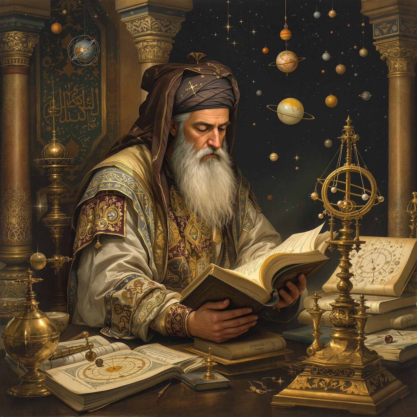 Middle Eastern Scholar Contemplates the Cosmos