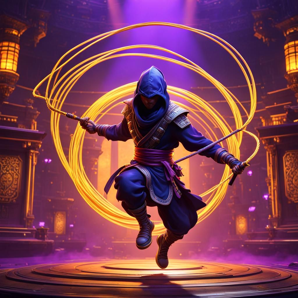 Ninja Jump Rope in Dark Fantasy Style