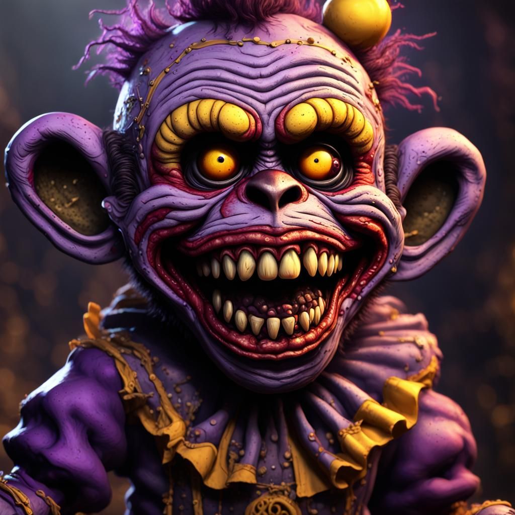Zombie Monkey Clown: Dark Fantasy Art in 8k