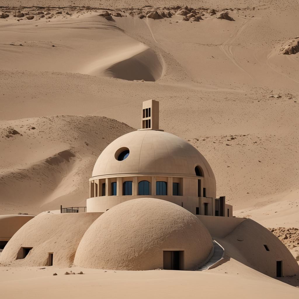 Modern Minimalist Architecture with Twin Domes