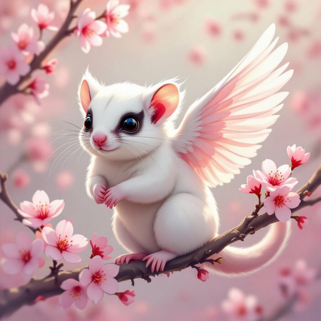 Sugar Glider with Cherry Blossom Wings for Game Design
