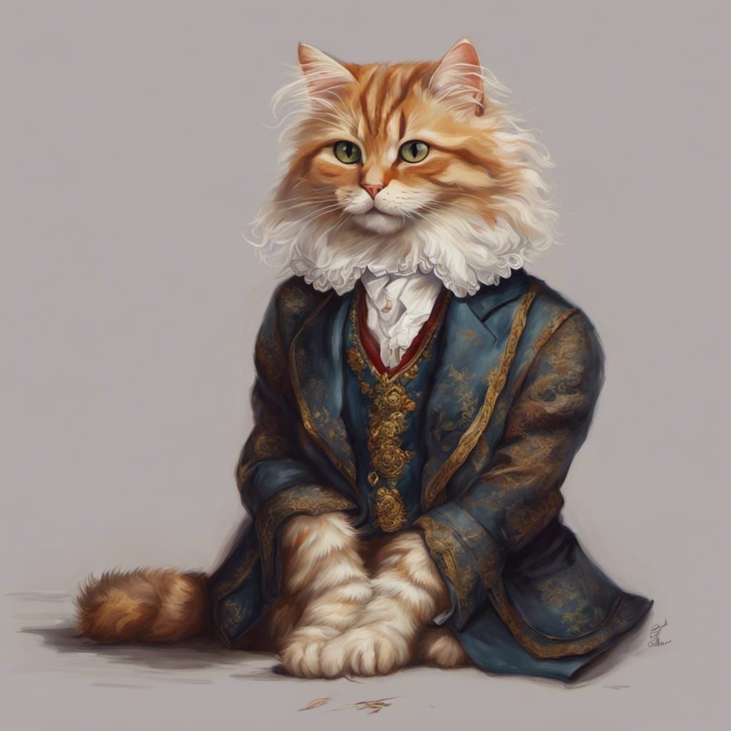 Anthropomorphic Cat Portrait with Exquisite Detail