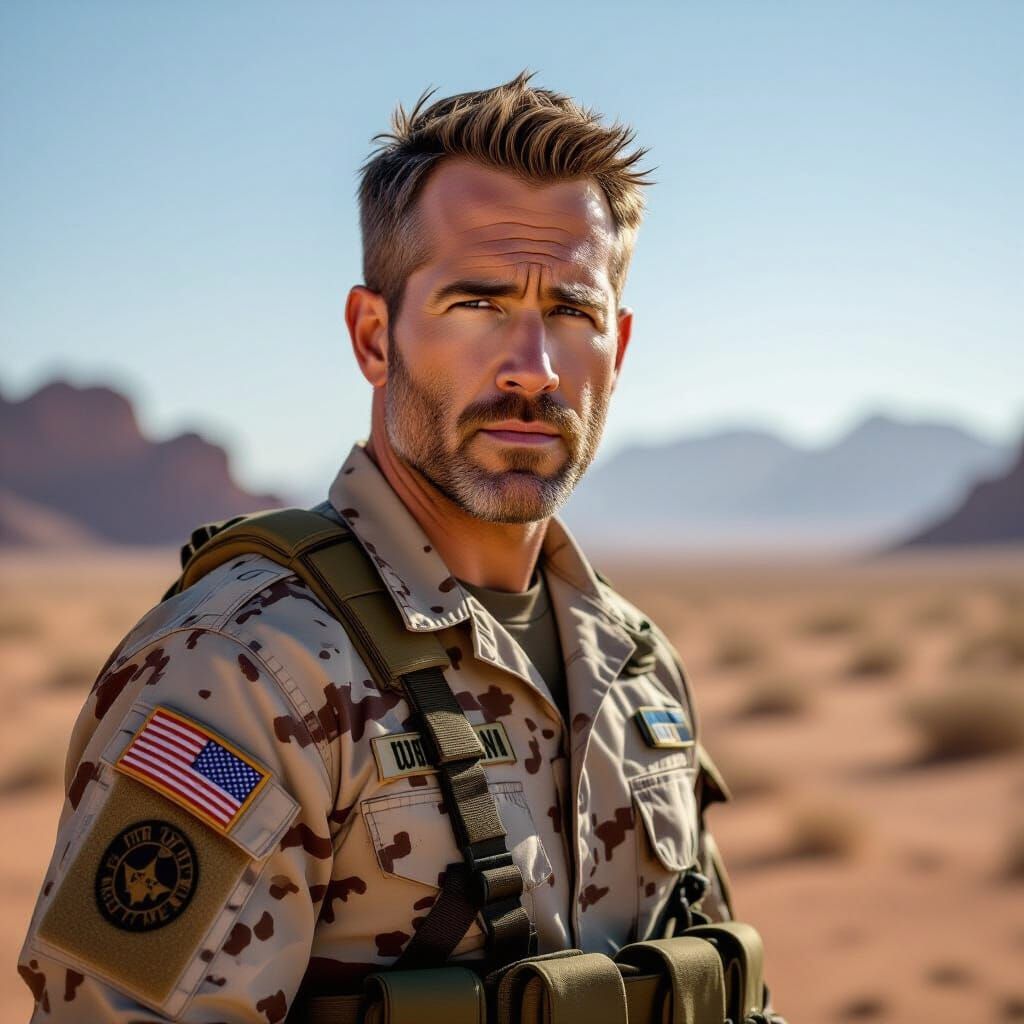 Ryan Reynolds as a US Marine in Desert Setting