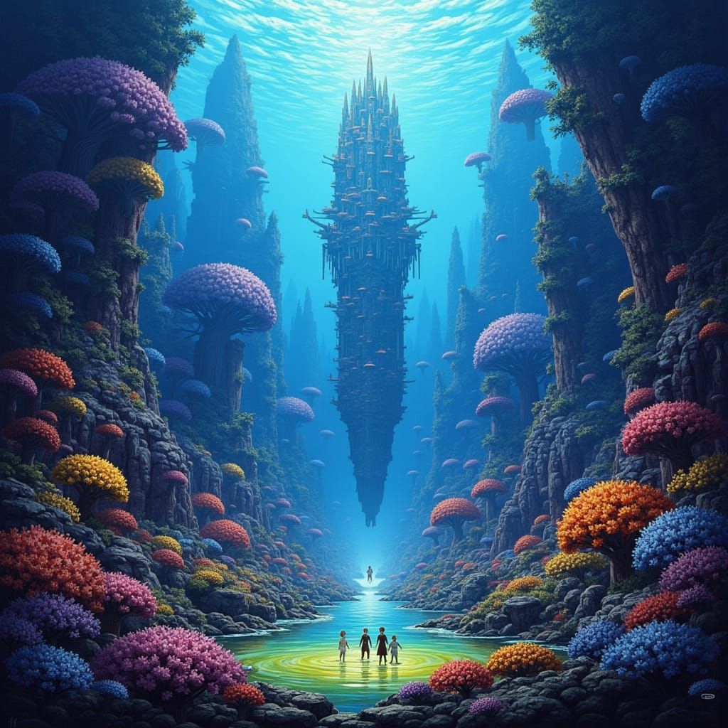 <lora:All about pop:1.0> A fantastically fantasmagorical aquarium of stupendous diversity and colour