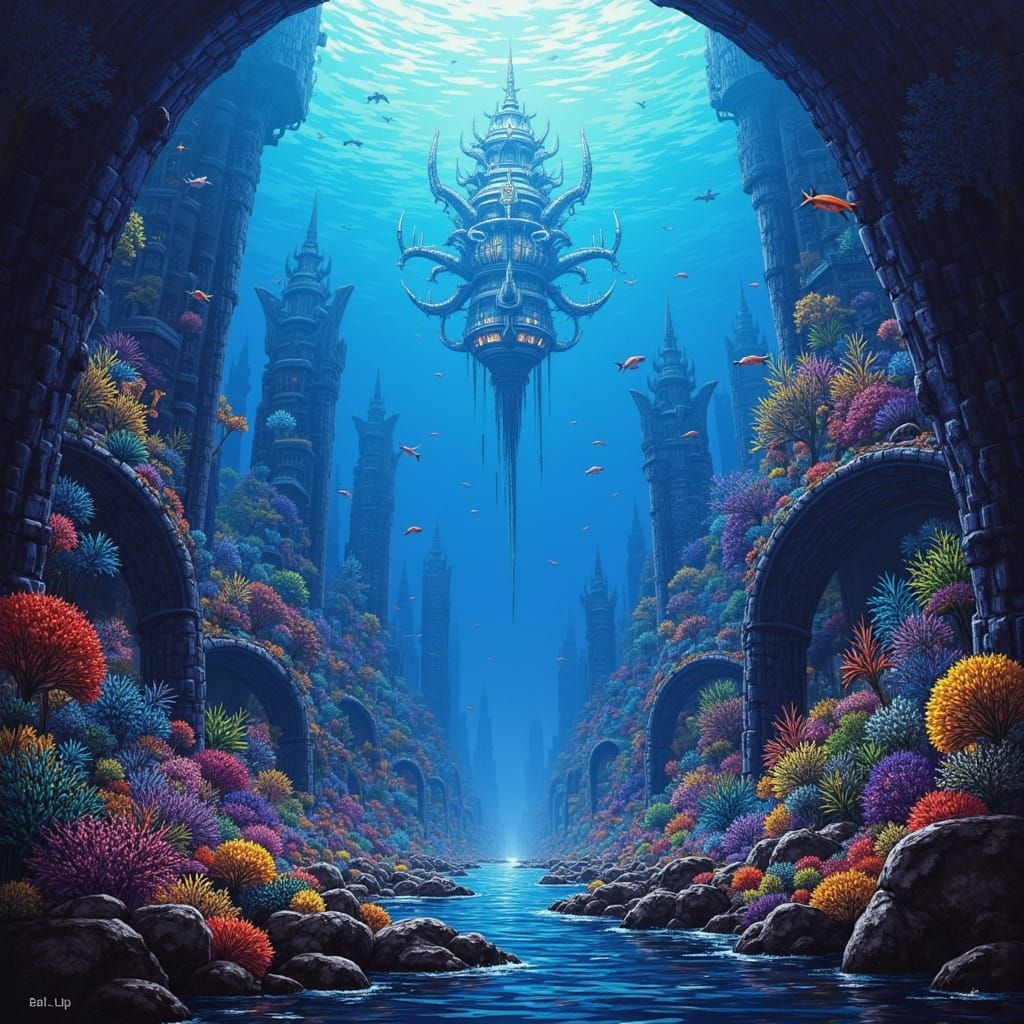 <lora:All about pop:1.0> A fantastically fantasmagorical aquarium of stupendous diversity and colour