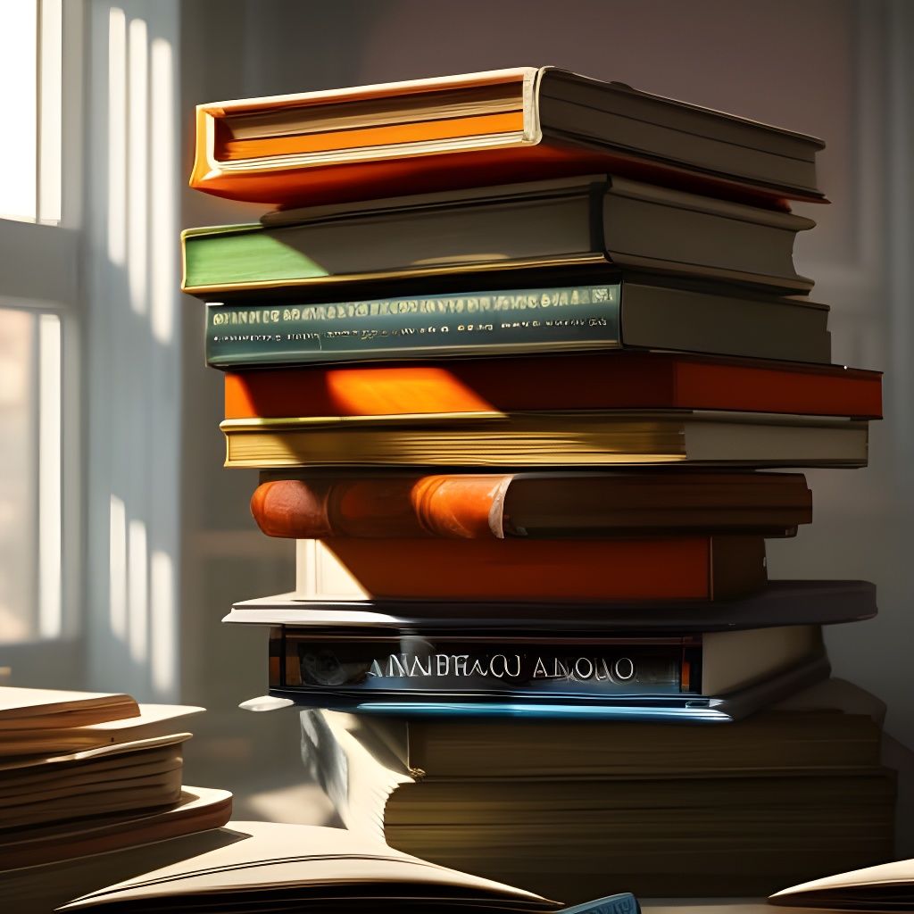 Books on Table in Art Nouveau Style