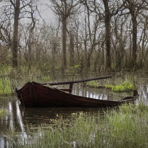 Swamp Rowboat: Dark Fantasy Concept Art
