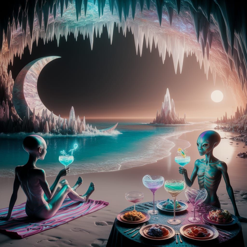 Bizarre Aliens Enjoy Intergalactic Beach Getaway in Futurist...