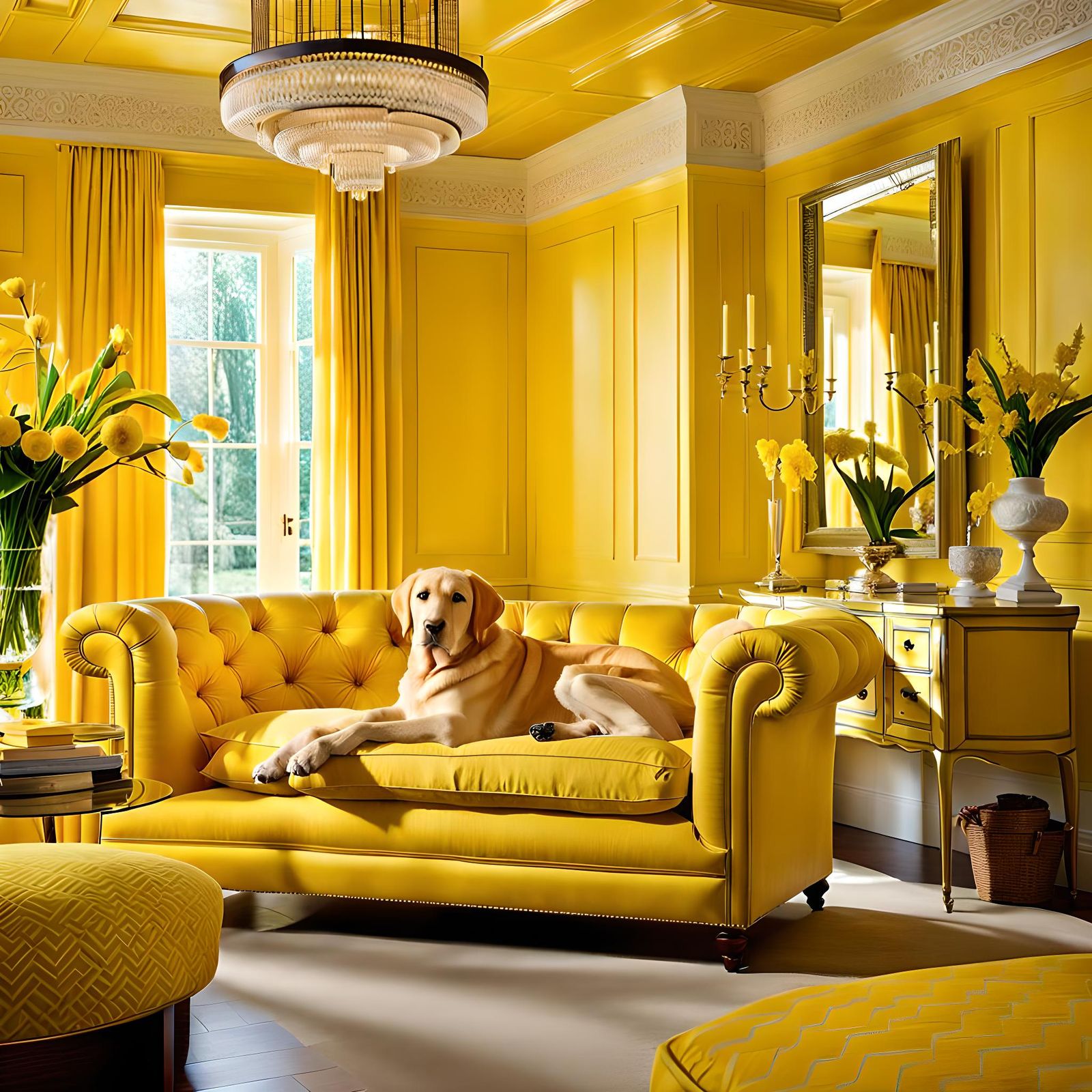 Yellow Labrador in a Sunny Yellow Room
