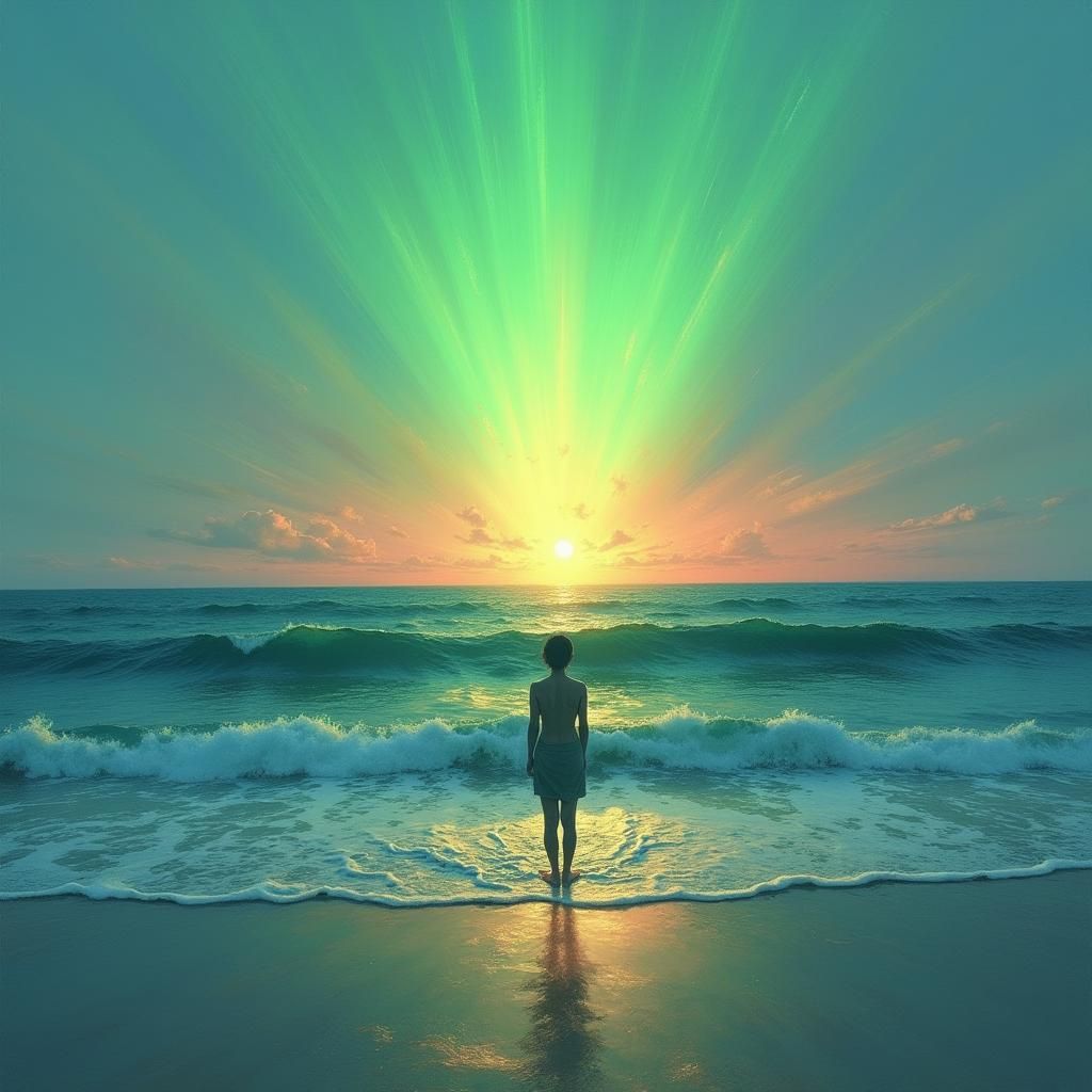 Green Ray at Sunset: Dreamy Seascape