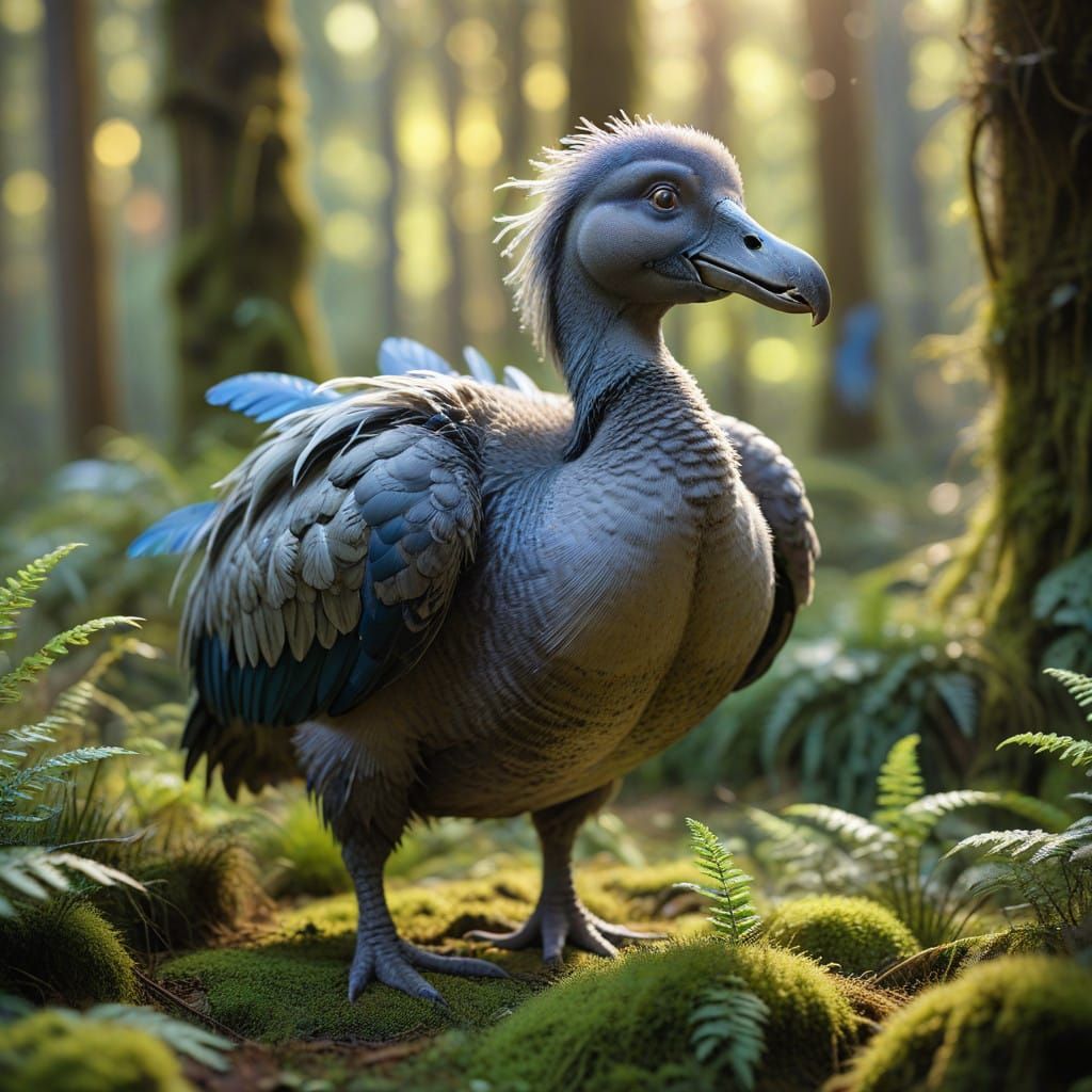 Realistic Dodo Bird in a Lush Forest