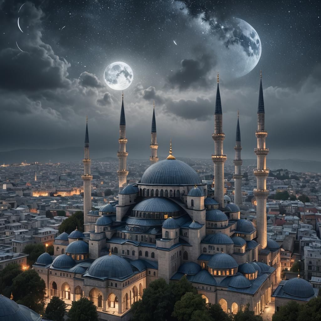 Blue Mosque Istanbul Under Starry Sky