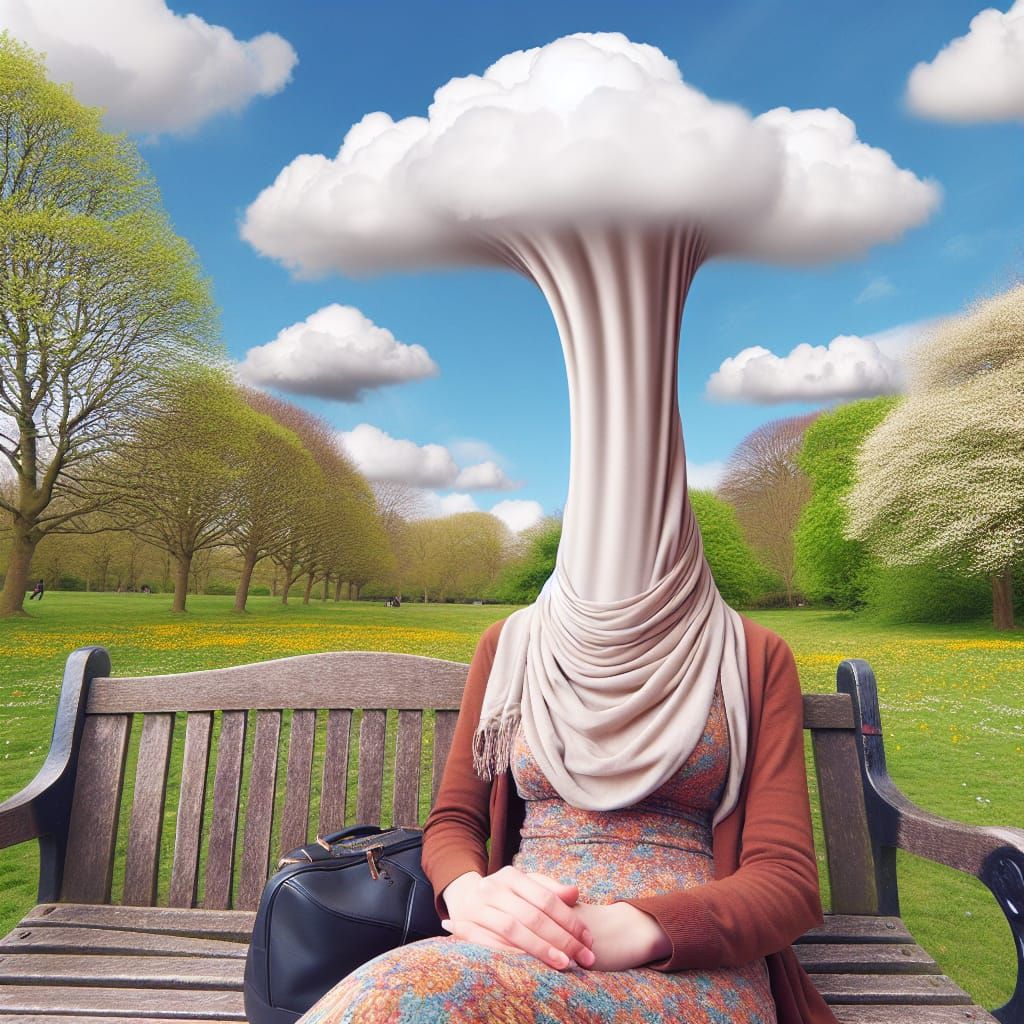 Surreal Elongated Neck Disappearing into the Sky