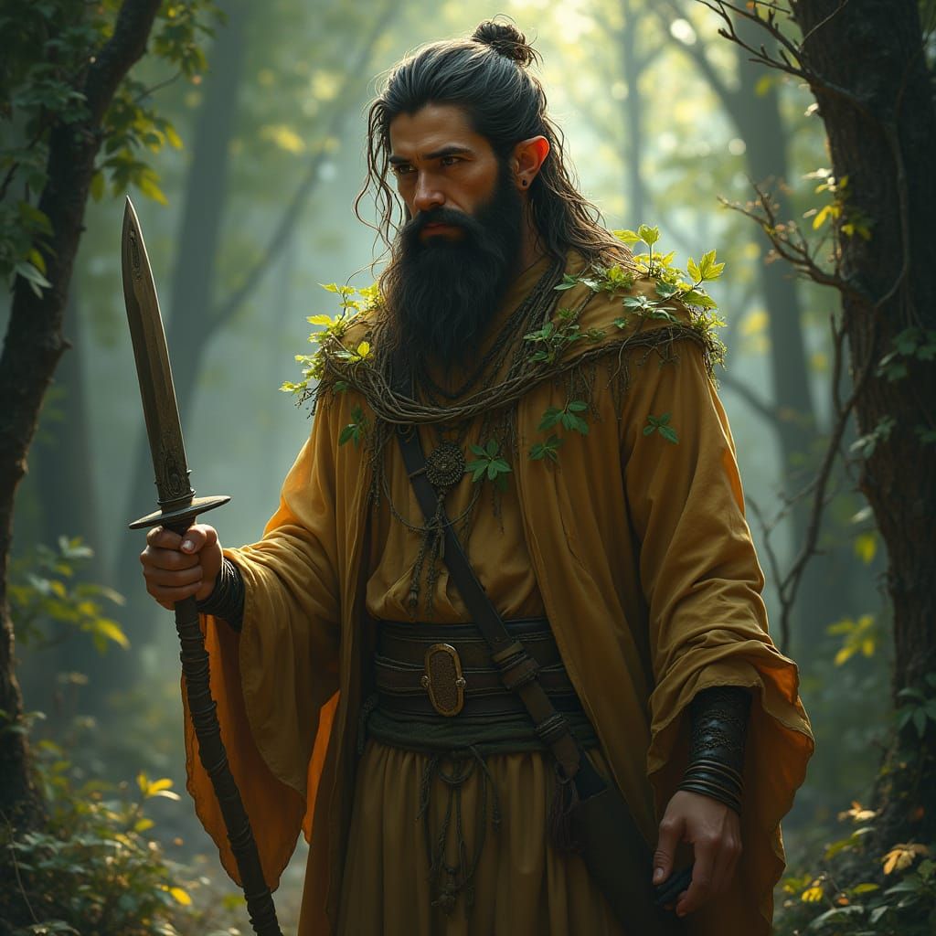 Mystical Feywild Shaman in Fantasy Forest