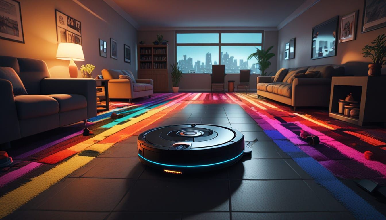 Pixel Art Apocalypse: Roomba Uprising in a Vibrant World