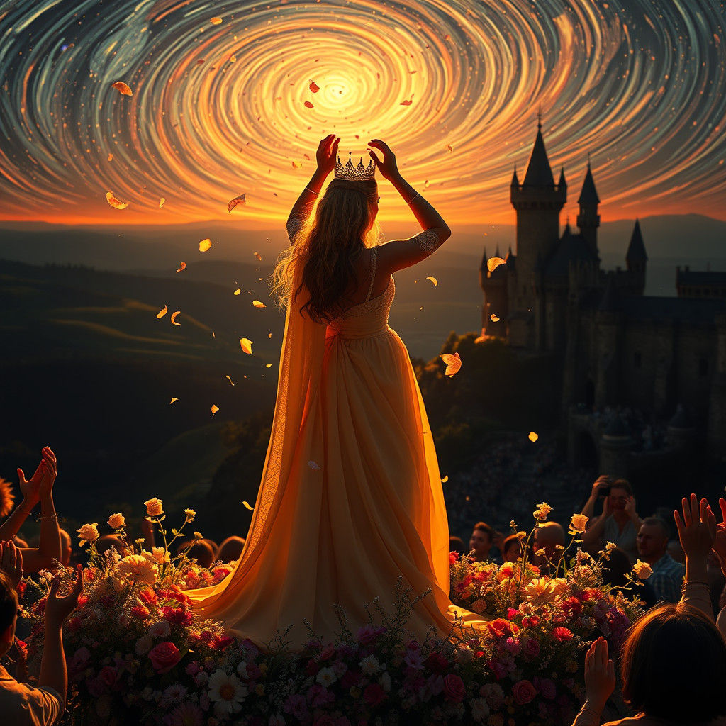 Queen's Coronation at Dawn in Impressionist Style