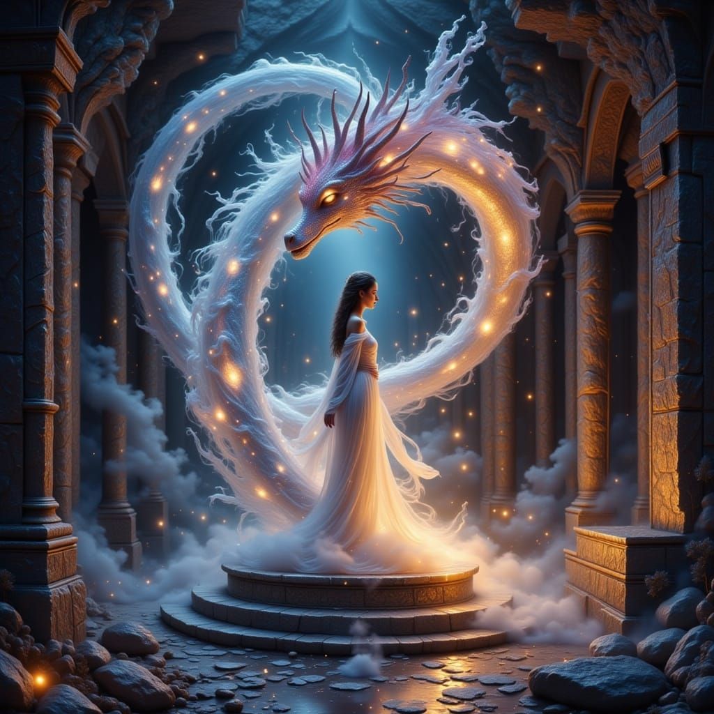 Dragon mystic in a stone temple