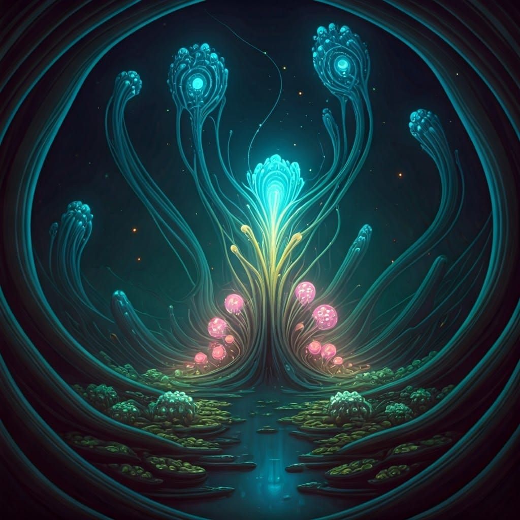 Bioluminescent Alien Flora Landscape