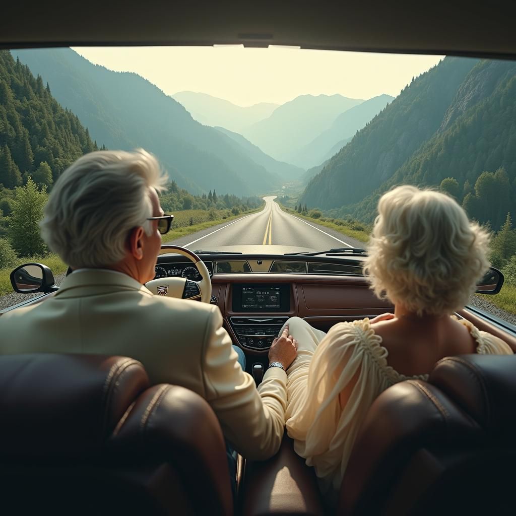Elderly Couple's Luxurious Mountain Road Trip
