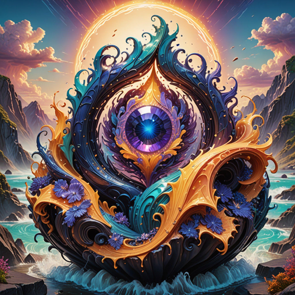 Surreal Creatures Emerge from Onyx Portal in Vibrant Tanzani...