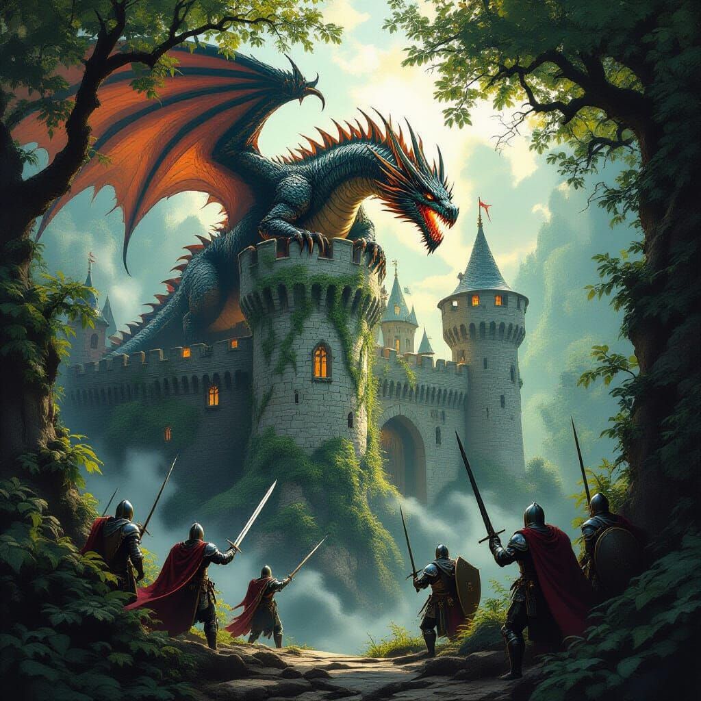 Enchanted Castle Under Dragon's Shadow