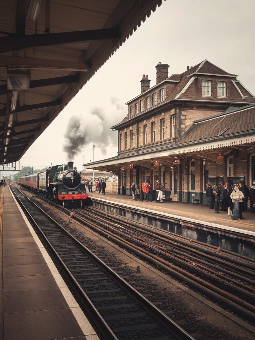 Vintage Train Station in Warm Hues