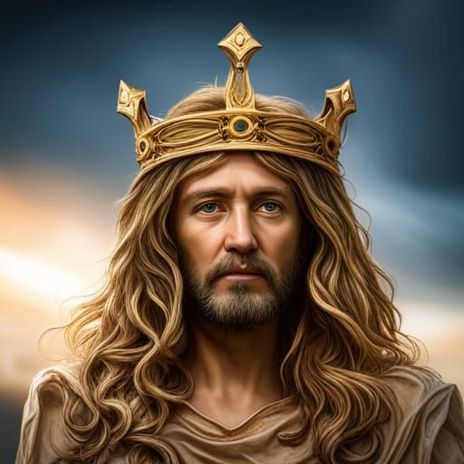 Hyperrealistic Image of Jesus Christ with Crown