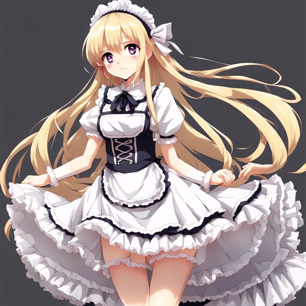 Blonde Anime Girl in Maid Dress: Manga Key Visual