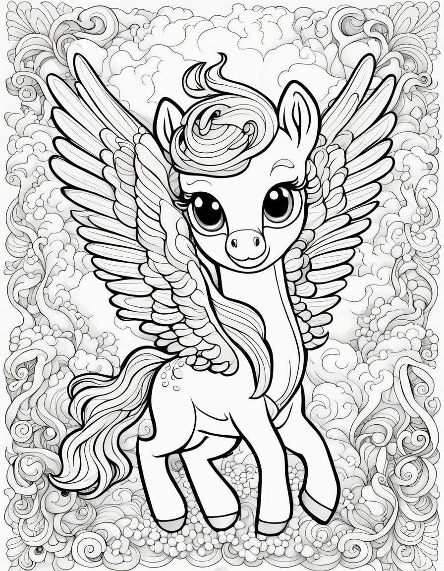 Pegasus and Unicorns Coloring Book page 29