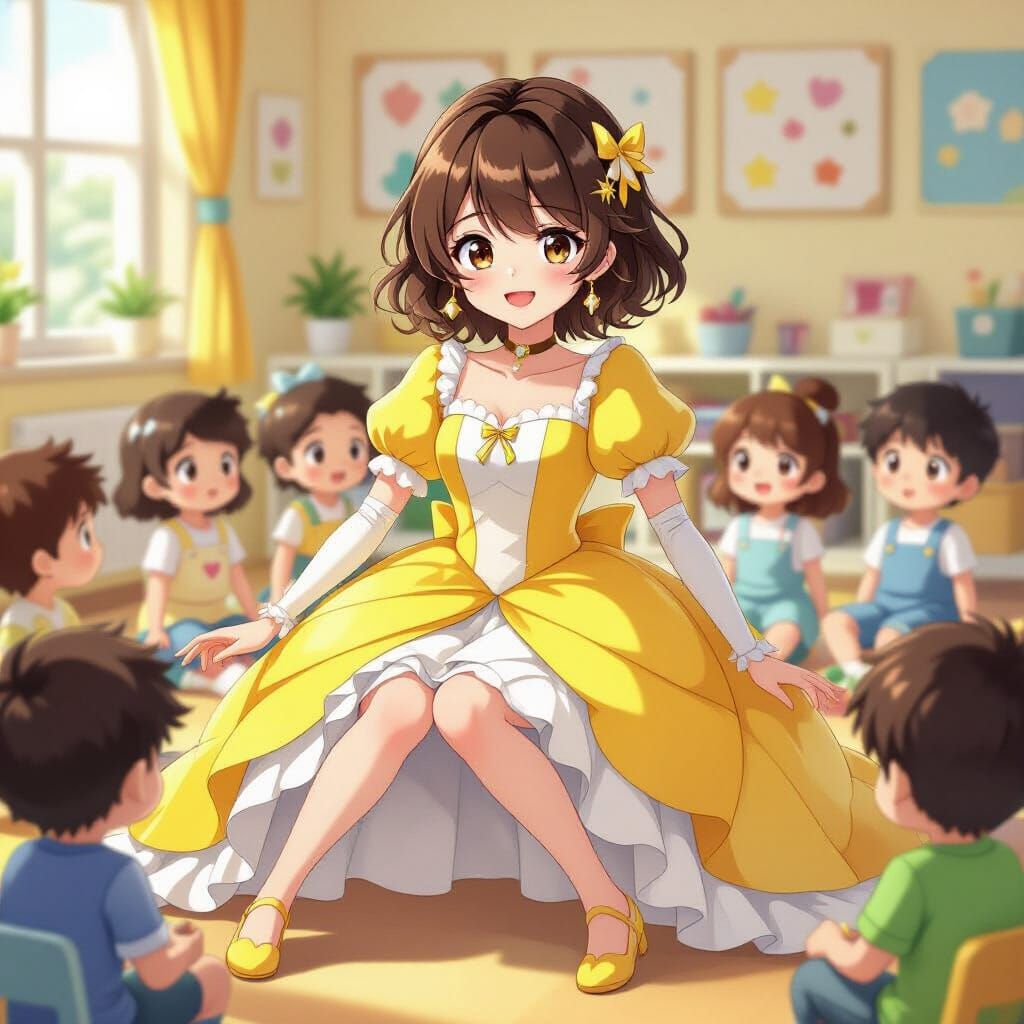 Anime Girl in Princess Dress in Daycare