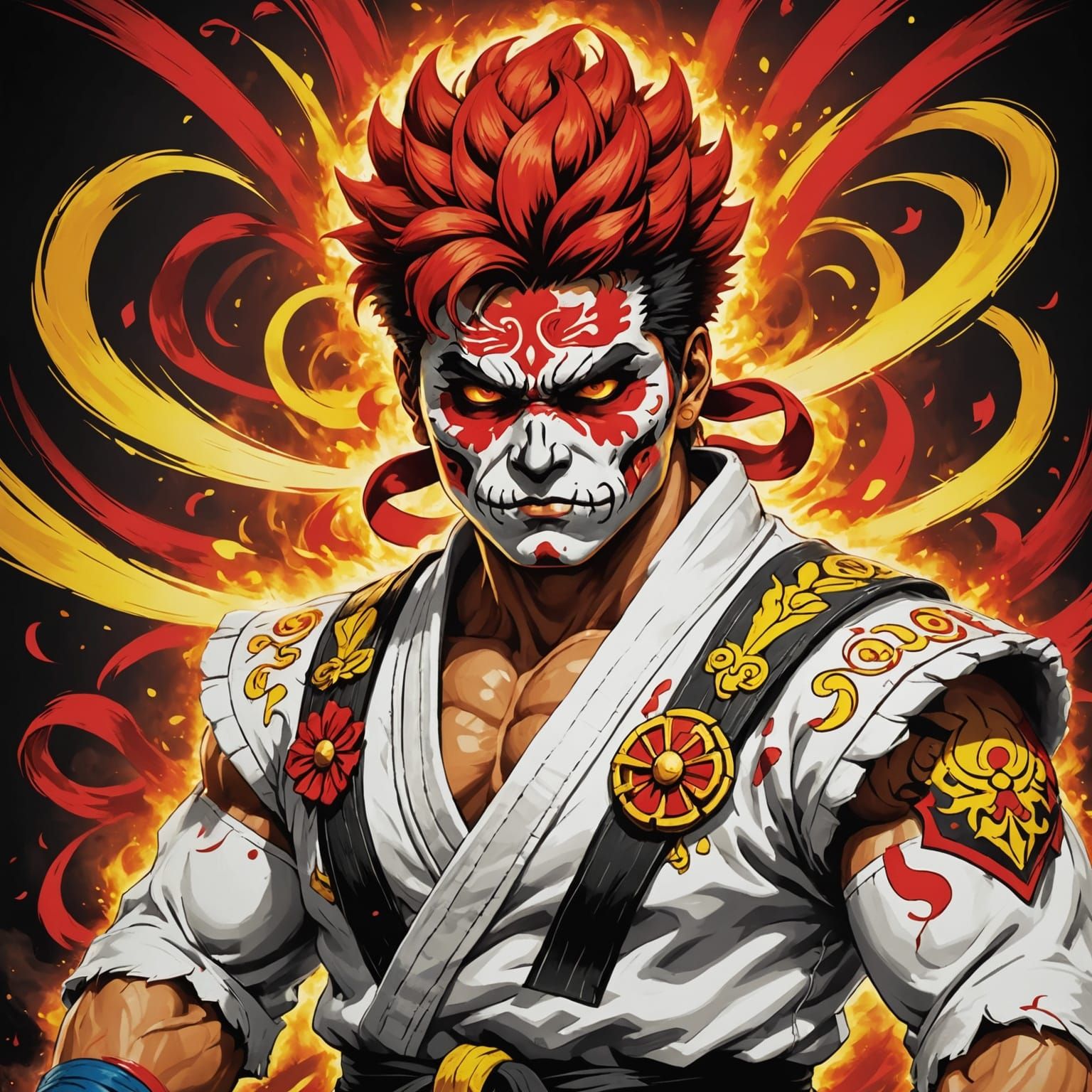 Sugar Skull Ryu in Vibrant Street Fighter Style