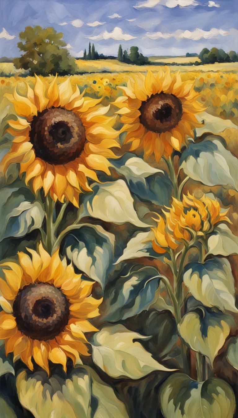 Vibrant Sunflowers in a Summer Field